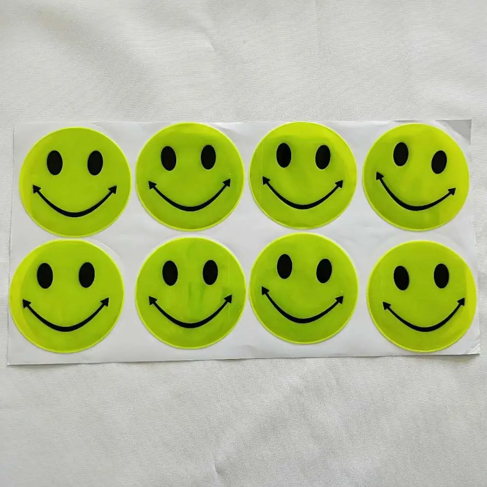 Fluorescent Yellow Reflective PVC Smile Stickers - 